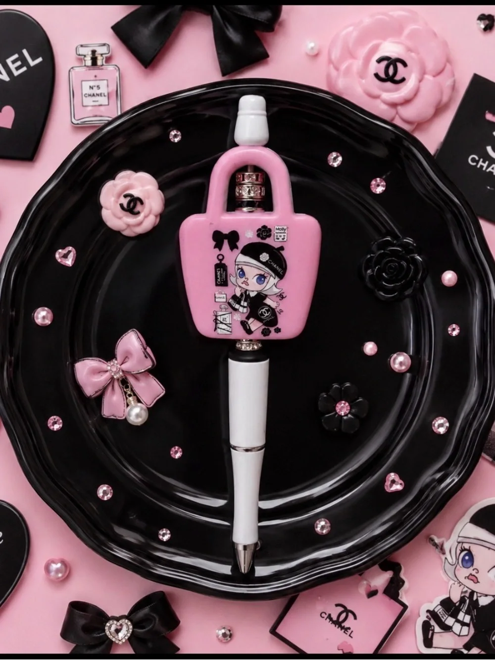 Handmade Inspired Pink Novelty Lock-Handle Ballpoint Pen